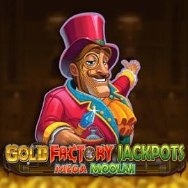 Gold Factory Jackpots Mega Moolah logo by Aurum Signature Studios Lizaro Casino